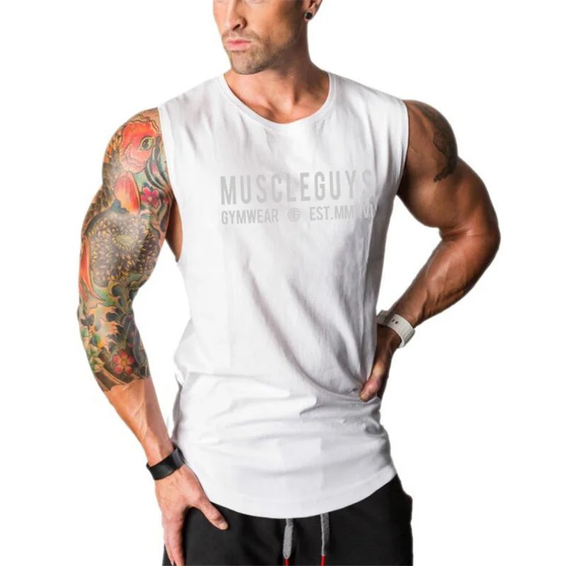 Brand Muscle Singlets Gyms Workout Sleeveless Shirt Stringer Tank Top Men Running Clothing Fitness Mens Sportwear Vests